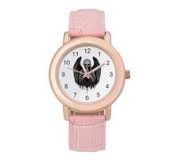Grim Reaper Bless Leather Fashion Women Watch Simplicity Round Wristwatch Easy Reader Ladies Watches
