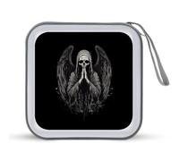 Grim Reaper Bless Portable CD Case 40 Capacity DVD Collection Holder Zipper Storage Wallet for Car Home Travel