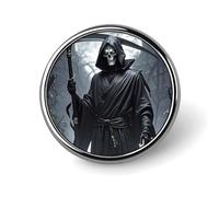 Grim Reaper Brooch Pins Lapel Pins for Men Women Badge Button Cover Decorative Jewelry Charms for Hats Bags Backpacks Suits Shirts Scarves Clothing Accessories Banquet Wedding Gift