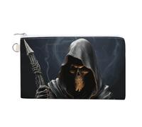 Grim-Reaper Canvas Coin Purse, Portable Zippered Change Pouch for Women, Small Wallet for Coins Keys Cards Lipstick