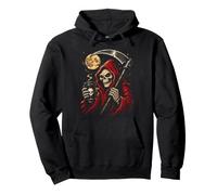 Grim Reaper Coffee Gothic Halloween Moon Scythe Men Pullover Hoodie