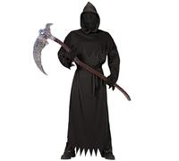 Grim Reaper Costume Adult Kids, LUKYLUM Halloween Costumes Grim Reaper Set for Men Women Boys Girls, Creepy Outfits Scary Ghost Cosplay Horror Costume Faceless Cape with Scythe Belt Gloves,Adult XL