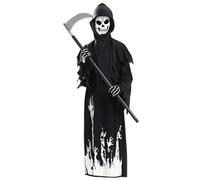 Grim Reaper Costume Luminous Scary Halloween Costumes Include Gloves & Sickle Cosplay Outfits Halloween Horror Colorful Skeleton Costume Role Playing Masquerade Children'S Adult.