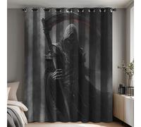 Grim Reaper Curtains Eyelet, Gothic Skeleton Horror Blackout Curtains for Bedroom Living Room, Thermal Window Drapes Home Decor 52x84 Inch 2 Panels
