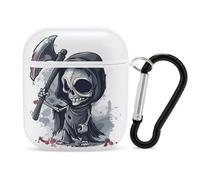 Grim Reaper Death Funny Case Cover Compatible for AirPods 1 & 2 Earbuds Protective Hard Cover with Keychain