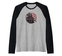 Grim Reaper Death Skeleton Halloween American Flag Raglan Baseball Tee