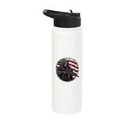 Grim Reaper Death Skeleton Halloween American Flag Stainless Steel Insulated Water Bottle