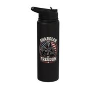 Grim Reaper Death Skeleton Halloween American Flag Stainless Steel Insulated Water Bottle