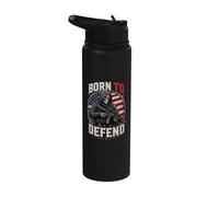 Grim Reaper Death Skeleton Halloween American Flag Stainless Steel Insulated Water Bottle