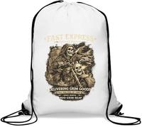 Grim Reaper Delivery Service Ride Gym Sack Casual Drawstring Bag White