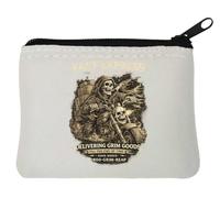 Grim Reaper Delivery Service Ride Neoprene Coin Purse Pouch 10x11cm White