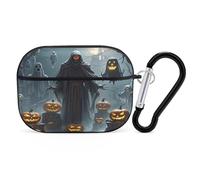 Grim Reaper Earbuds Organizer Shockproof Protective Airpods Pro Cover with Carabiner Clip Anti Fall Carrying Earphone Case Cover for Airpods Pro 2nd Generation Black
