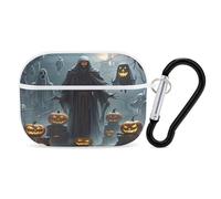 Grim Reaper Earbuds Organizer Shockproof Protective Airpods Pro Cover with Carabiner Clip Anti Fall Carrying Earphone Case Cover for Airpods Pro 2nd Generation White