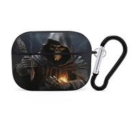 Grim Reaper Earbuds Organizer Shockproof Protective Airpods Pro Cover with Carabiner Clip Anti Fall Carrying Earphone Case Cover for Airpods Pro 2nd Generation Black