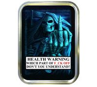 GRIM REAPER FINGER WARNING 2oz TOBACCO TIN,PILL BOX,BACCY TIN