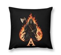 Grim Reaper Flaming Aces-Spades Pillow Cases Soft Plush Throw Pillow Cover Decorative Pillowcases for Sofa Bed Living Room