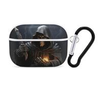 Grim Reaper for Airpod Pro Case Cover Hard Shell Full Drop Protection Cover with Keychain Compatible with AirPod Pro 2nd/1st Generation, Front LED Visible,White