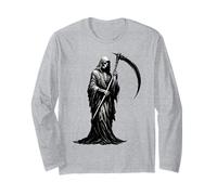 Grim Reaper Gothic Cloaked Skeleton Goth Memento Mori Design Long Sleeve T-Shirt