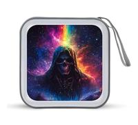 Grim Reaper Gothic Skeleton CD Case Holder Portable 40 Capacity DVD Wallet Storage Organizer for Car Travel