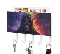 Grim Reaper Gothic Skeleton Key Holder Wall Mounted Key Rack Organizer with 5 Hooks
