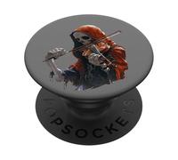 Grim Reaper Gothic Skeleton Playing Violin Music Halloween PopSockets Adhesive PopGrip