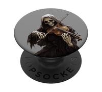 Grim Reaper Gothic Skeleton Playing Violin Music Halloween PopSockets Adhesive PopGrip