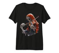 Grim Reaper Gothic Skeleton Playing Violin Music Halloween Premium T-Shirt