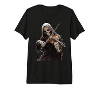 Grim Reaper Gothic Skeleton Playing Violin Music Halloween Premium T-Shirt