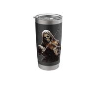 Grim Reaper Gothic Skeleton Playing Violin Music Halloween Stainless Steel Insulated Tumbler