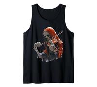 Grim Reaper Gothic Skeleton Playing Violin Music Halloween Tank Top
