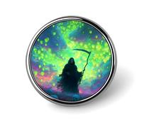 Grim Reaper Gothic Skeleton Skull Round Badge Button Pins Custom Brooches Lapel Pins for Women Men Clothing Decoration