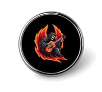 Grim Reaper Guitarist Round Badge Button Pins Custom Brooches Lapel Pins for Women Men Clothing Decoration