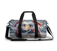 Grim Reaper Gym Bag Small Travel Duffle Bag with Compartment Carry On Weekender Bag for Women Men, Embracing Penguins, 17.7in/9in/9in