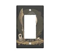 Grim Reaper Halloween Light Switch Cover Plates, Dark Gothic Cemetery Decor, Thermoplastic Wall Plates,Standard Size Single Rocker