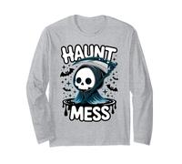 Grim Reaper Haunt Mess Halloween Design Gift Men Women Kids Long Sleeve T-Shirt