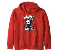 Grim Reaper Haunt Mess Halloween Design Gift Men Women Kids Zip Hoodie