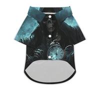 Grim Reaper Holding A Clock Dog Shirt Soft Breathable Dog T-ShirtSummer Buttons Clothes Breathable Pet Apparel Daily Wear S