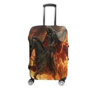 Grim Reaper in Horse Flames Suitcase Cover Travel Luggage Elastic Washable Baggage Covers Fits 19-32 Inch