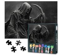 Grim Reaper Jigsaw Puzzles for Adults 1000 Piece Painting Art Prints Poster Gothic Picture Luxury Dark Academia Salon Gallery Manor Studio Toy Hobby Craft Premium Board 27.5x19.7 Inch