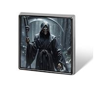 Grim Reaper Lapel Pin Square Metal Brooch Pin with Secure Pin Back Fashion Button Badge for Clothing, Hats, Bags Decoration