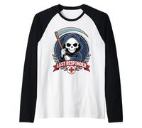 Grim Reaper Last Responder Dark EMT Paramedic Design Raglan Baseball Tee
