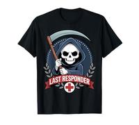 Grim Reaper Last Responder Dark EMT Paramedic Design T-Shirt