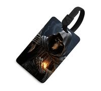 Grim Reaper Luggage Tag for Suitcases TSA Approved with Name Id Card Suitcase Tags Identifiers Black Strap Clear Window Personalized Baggage Tag for Cruise Airport Travel Essentials
