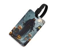 Grim Reaper Luggage Tag TPU Bag Tag Travel Airplane Essentials Personalized Luggage Tags Holder with Lanyard Name Id Identifier Card for Suitcase Backpack Toolbox
