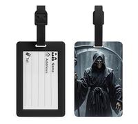 Grim Reaper Luggage Tags for Suitcases Personalized Luggage Tags Business Card Holder Travel ID Bag Tag with Address Card Quick Spot Baggage Identifier for Carry On