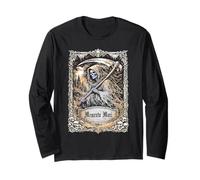 Grim Reaper Memento Mori Gothic Cloaked Skeleton Goth Design Long Sleeve T-Shirt