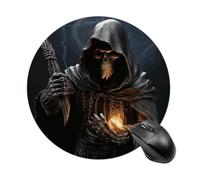 Grim-Reaper Mouse Pad, 7.8 Inch Portable Round Mouse Mat with Non-Slip Rubber Base & Smooth Surface, Waterproof Mousepad for Gaming Office & Home