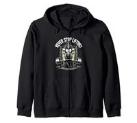 Grim Reaper Never Stop Lifting Halloween Gym Motivation Zip Hoodie