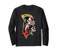 Grim Reaper Panther Black Scythe Tattoo Flash Long Sleeve T-Shirt
