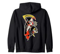 Grim Reaper Panther Black Scythe Tattoo Flash Zip Hoodie